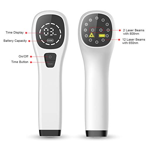 Cold Laser Human/Vet Device with LED Display Targets Joint and Muscles Directly for Pain ReliefInfrared Light(2x808nm +12X650nm) by KTS