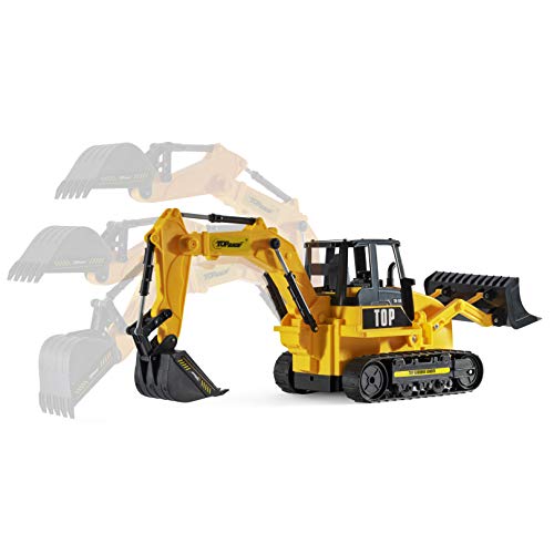 Top Race 8 Channel Full Functional RC Excavator Backhoe Loader, Battery Powered Electric RC Remote Control Construction Tractor with Lights & Sound TR-119 from Top Race