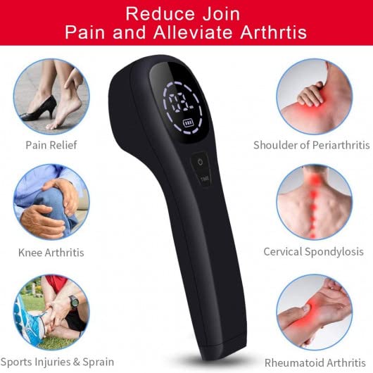 Cold Laser Human/Vet Device with LED Display Targets Joint and Muscles Directly for Pain ReliefInfrared Light(2x808nm +12X650nm) by KTS