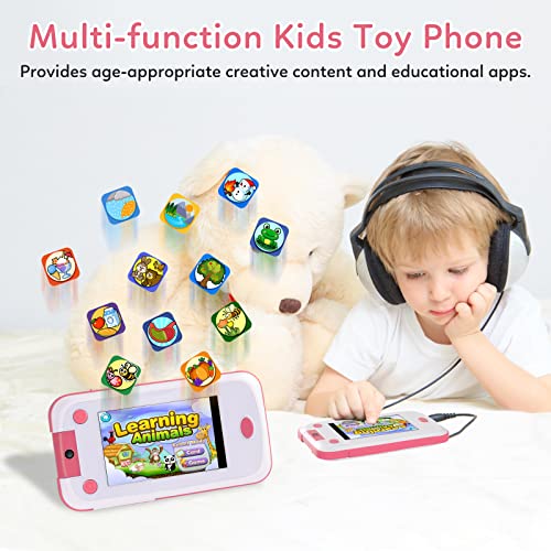 Kids Phone Support Cell SIM Card Parental Control Learning Toy Phone Toddlers' Electronics Baby Cell Phone with 180Â° Flip Camera WiFi Bluetooth Music Player Puzzle Games for Kids Gifts Age 3-10-Pink from FAYYANG