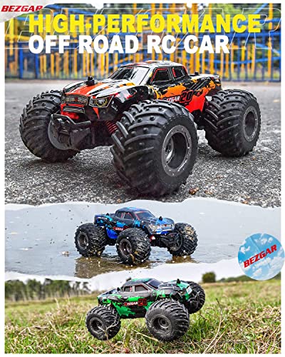 BEZGAR 20 Toy Grade 1:20 Scale Remote Control Car,2WD Top Speed 15 Km/h Electric Toy Off Road 2.4GHz RC Monster Vehicle Truck Crawler with Two Rechargeable Batteries for Boys Kids and Adults by BEZGAR