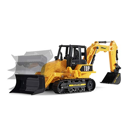 Top Race 8 Channel Full Functional RC Excavator Backhoe Loader, Battery Powered Electric RC Remote Control Construction Tractor with Lights & Sound TR-119 from Top Race