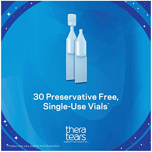 TheraTears Nighttime Therapy Lubricant Eyedrops for Dry Eyes, Preservative Free, Single-Use Vials, Clear, 30 Count, 0.6 Fl Oz by Prestige Consumer Healthcare