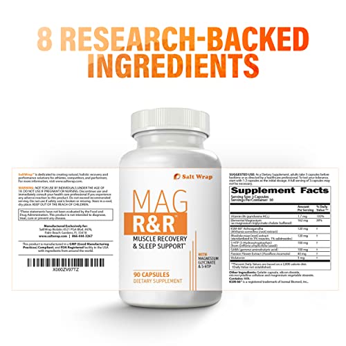 SaltWrap Mag R&R - Prevent & Relieve Night Leg Cramps, Spasms, Tension & Muscle Pain - Natural Muscle Relaxer Supplement with Magnesium Glycinate â Sleep Aid for Muscle Cramp Relief, 90 Capsules from SaltWrap