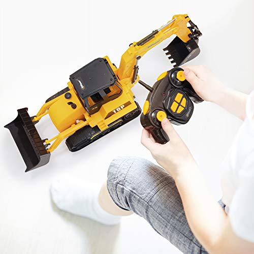 Top Race 8 Channel Full Functional RC Excavator Backhoe Loader, Battery Powered Electric RC Remote Control Construction Tractor with Lights & Sound TR-119 from Top Race