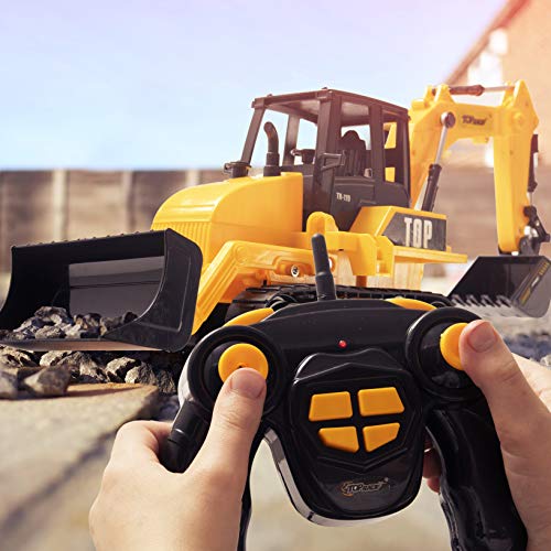 Top Race 8 Channel Full Functional RC Excavator Backhoe Loader, Battery Powered Electric RC Remote Control Construction Tractor with Lights & Sound TR-119 from Top Race