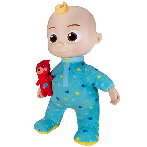 CoComelon Official Musical Bedtime JJ Doll, Soft Plush Body â Press Tummy and JJ sings clips from âYes, Yes, Bedtime Song,â â Includes Feature Plush and Small Pillow Plush Teddy Bear â Toys for Babies by Jazwares, LLC