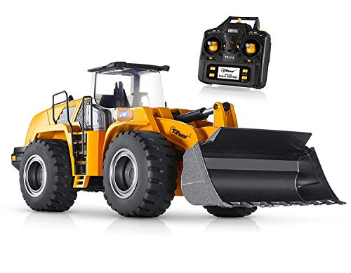 Top Race 10 Channel Full Functional Remote Control Front Loader Construction Tractor, Full Metal Bulldozer Toy Can Dig up to 3.5 Lbs, 1:14 Scale, Remote Control Construction Vehicles TR-213 by Top Race
