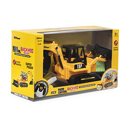 Top Race 8 Channel Full Functional RC Excavator Backhoe Loader, Battery Powered Electric RC Remote Control Construction Tractor with Lights & Sound TR-119 from Top Race