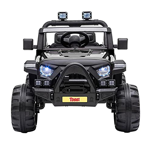 TOBBI 12v Kids Ride On Truck with Remote Control, Battery Powered Ride on Toy Car w/ Music, MP3, Safety Belt, Black from TOBBI