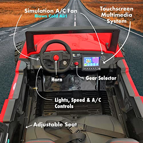 4X4 Upgraded Kids Ride on car 24v XL Ride On UTV Buggy Quad SIDEBYSIDE RZR with 2 Adjustable Leather Seats Rubber Tires TV Touch Screen Parent Remote Control 2-11mph 3 speed new 2023 model holds 265lb from Next generation