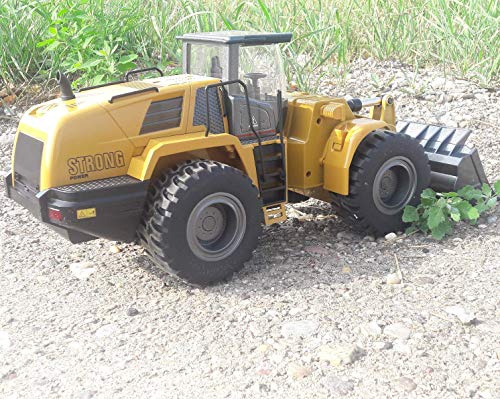 Top Race 10 Channel Full Functional Remote Control Front Loader Construction Tractor, Full Metal Bulldozer Toy Can Dig up to 3.5 Lbs, 1:14 Scale, Remote Control Construction Vehicles TR-213 by Top Race