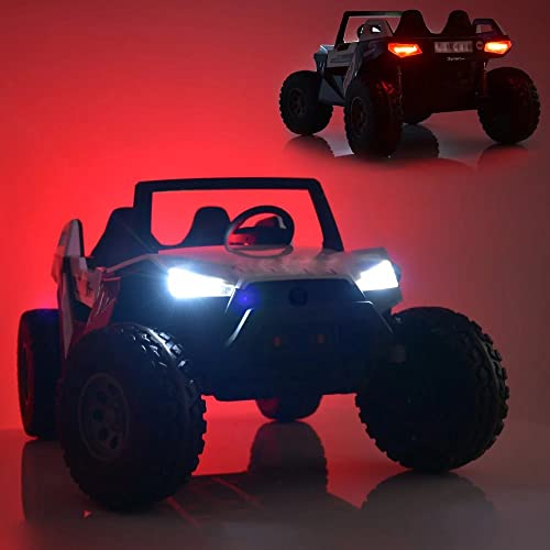 4X4 Upgraded Kids Ride on car 24v XL Ride On UTV Buggy Quad SIDEBYSIDE RZR with 2 Adjustable Leather Seats Rubber Tires TV Touch Screen Parent Remote Control 2-11mph 3 speed new 2023 model holds 265lb from Next generation