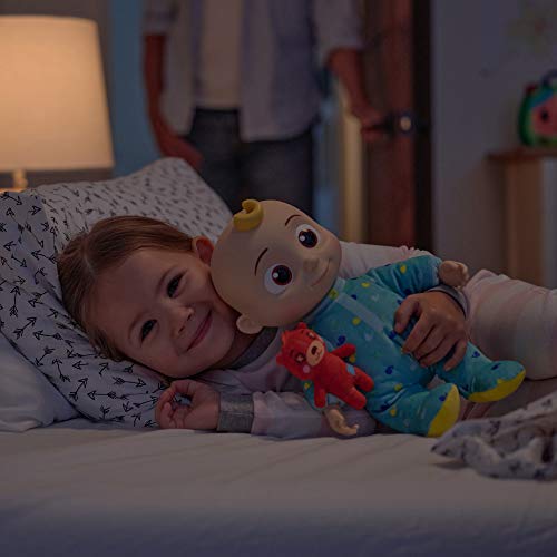 CoComelon Official Musical Bedtime JJ Doll, Soft Plush Body â Press Tummy and JJ sings clips from âYes, Yes, Bedtime Song,â â Includes Feature Plush and Small Pillow Plush Teddy Bear â Toys for Babies by Jazwares, LLC