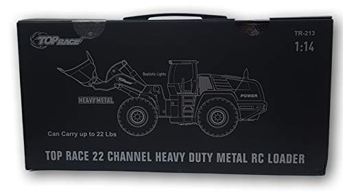 Top Race 10 Channel Full Functional Remote Control Front Loader Construction Tractor, Full Metal Bulldozer Toy Can Dig up to 3.5 Lbs, 1:14 Scale, Remote Control Construction Vehicles TR-213 by Top Race