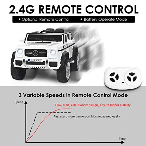 Costzon Ride on Car, Licensed Mercedes-Benz Maybach G650S, 12V Battery Powered Toy w/ 2 Motors, 2.4G Remote Control, 3 Speeds, Lights, Horn, Music, Truck, Electric Vehicle for Kids (White) by Costzon