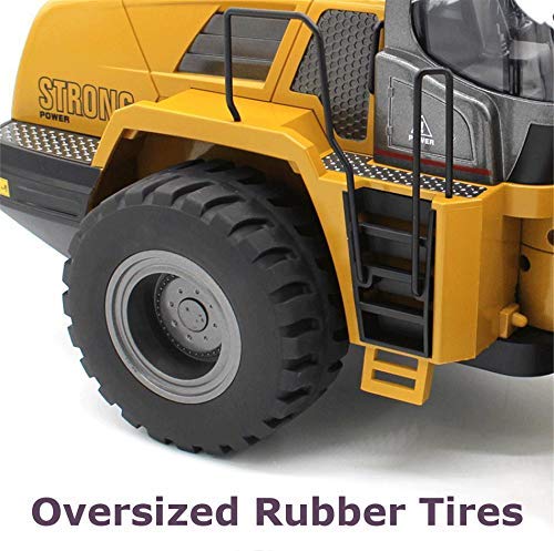 Top Race 10 Channel Full Functional Remote Control Front Loader Construction Tractor, Full Metal Bulldozer Toy Can Dig up to 3.5 Lbs, 1:14 Scale, Remote Control Construction Vehicles TR-213 by Top Race