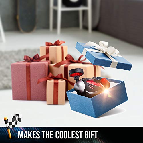 Atlasonix Remote Control Car for Boys - RC Stunt Car Toy | 4-Wheel Drive Car Spins and Flips | Indoor and Outdoor w/ Bonus - 6 Traffic Cones | Gift for Kids 3-10 | Size 7 x 5 in (Red) by Atlasonix