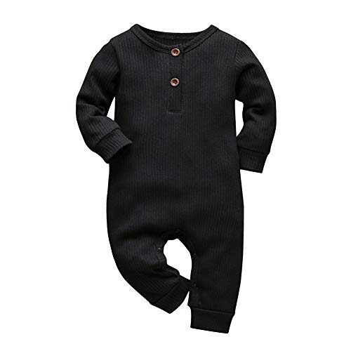 Eghunooy Baby Boy Girl Solid Color One Piece Romper Pajamas Jumpsuit Outfits Clothes (0-3 Months) Black by 