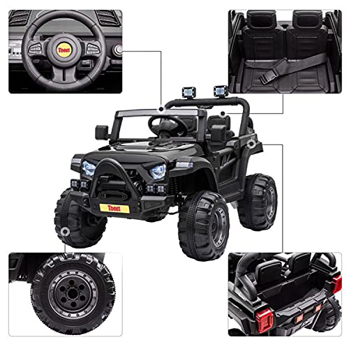 TOBBI 12v Kids Ride On Truck with Remote Control, Battery Powered Ride on Toy Car w/ Music, MP3, Safety Belt, Black from TOBBI