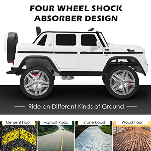 Costzon Ride on Car, Licensed Mercedes-Benz Maybach G650S, 12V Battery Powered Toy w/ 2 Motors, 2.4G Remote Control, 3 Speeds, Lights, Horn, Music, Truck, Electric Vehicle for Kids (White) by Costzon