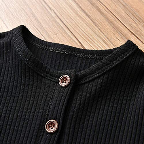 Eghunooy Baby Boy Girl Solid Color One Piece Romper Pajamas Jumpsuit Outfits Clothes (0-3 Months) Black by 