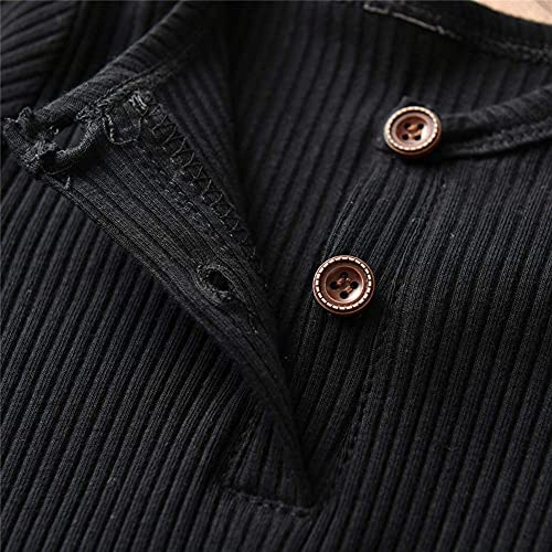 Eghunooy Baby Boy Girl Solid Color One Piece Romper Pajamas Jumpsuit Outfits Clothes (0-3 Months) Black by 