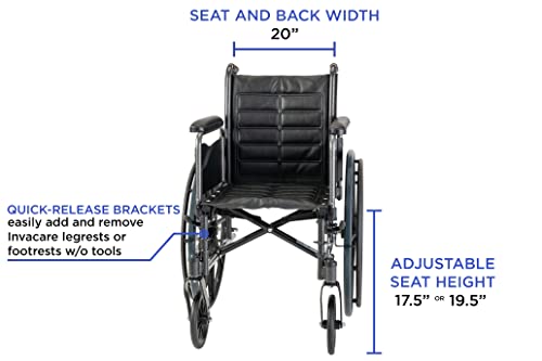 Invacare Tracer EX2 Wheelchair for Adults | Standard Folding | 20 Inch Seat | Full Arms by Invacare