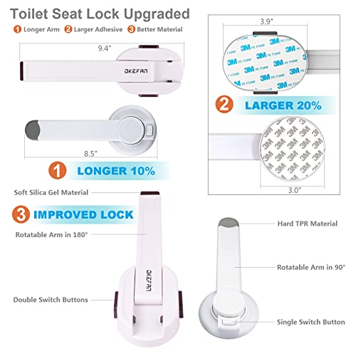 Toilet Locks Baby Proof - OKEFAN Toilet Seat Lock Child Safety for Toddlers Adhesive Kids Proofing Toilet Lid Lock Easy to Install No Drill Needed (1) by OKEFAN