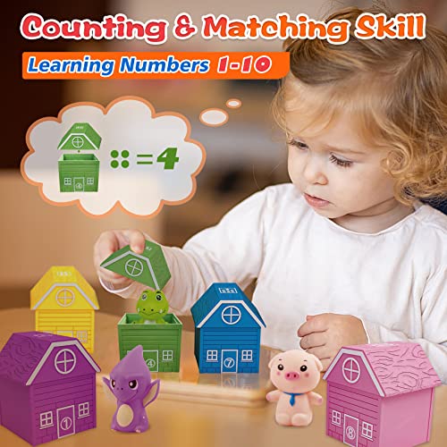 BHRSYXGS Learning Toys for 1 2 3 Years Old Toddlers, 20Pcs Farm Animals Toys Montessori Counting, Matching & Sorting Fine Motor Games, Birthday Easter Gift for Baby Boys Girls Age 12-18 Months from Baihui Toy Company