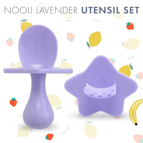 NOOLI Made in The USA First Self Feed Baby Utensils â Anti-Choke, BPA-Free Baby Spoon and Fork Toddler Utensils Set â Toddler Silverware for Baby Led Weaning Ages 6 Months+ by elli&nooli by Elli&Nooli