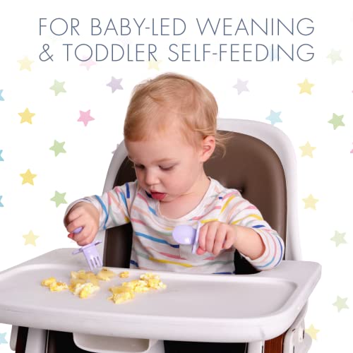 NOOLI Made in The USA First Self Feed Baby Utensils â Anti-Choke, BPA-Free Baby Spoon and Fork Toddler Utensils Set â Toddler Silverware for Baby Led Weaning Ages 6 Months+ by elli&nooli by Elli&Nooli