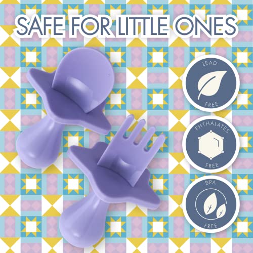 NOOLI Made in The USA First Self Feed Baby Utensils â Anti-Choke, BPA-Free Baby Spoon and Fork Toddler Utensils Set â Toddler Silverware for Baby Led Weaning Ages 6 Months+ by elli&nooli by Elli&Nooli