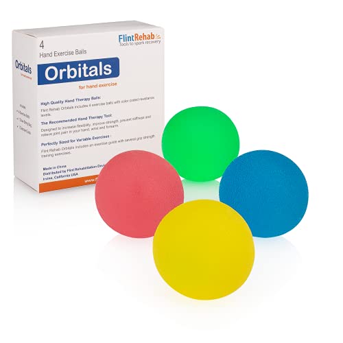 Flint Rehab Orbitals - Hand Exercise Balls - Workout Set of 4 for Carpal Tunnel Pain Relief Therapy - Arthritis - Physical Therapy - Hand Strengthener - Stress Relief - Hand Grip Strengthening by FlintRehab