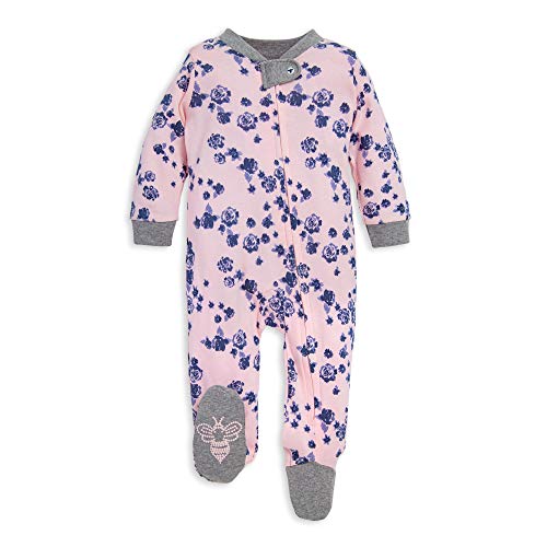 Burt's Bees Baby baby girls & Play, Organic One-piece Romper-jumpsuit Pj, Zip Front Footed Pajama and Toddler Sleepers, Indigo Flowers, 3-6 Months US by Burt's Bees Baby