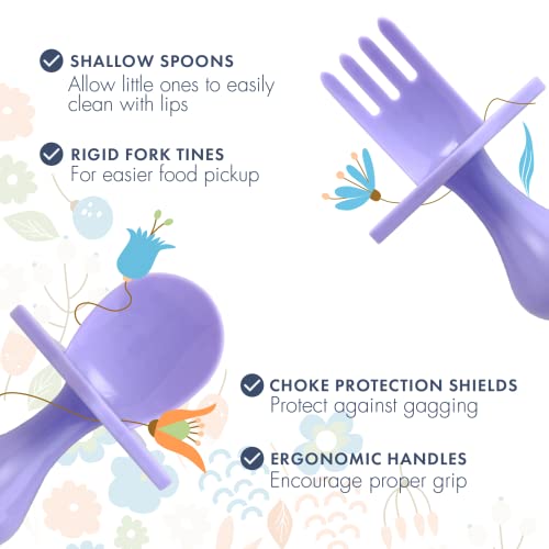 NOOLI Made in The USA First Self Feed Baby Utensils â Anti-Choke, BPA-Free Baby Spoon and Fork Toddler Utensils Set â Toddler Silverware for Baby Led Weaning Ages 6 Months+ by elli&nooli by Elli&Nooli