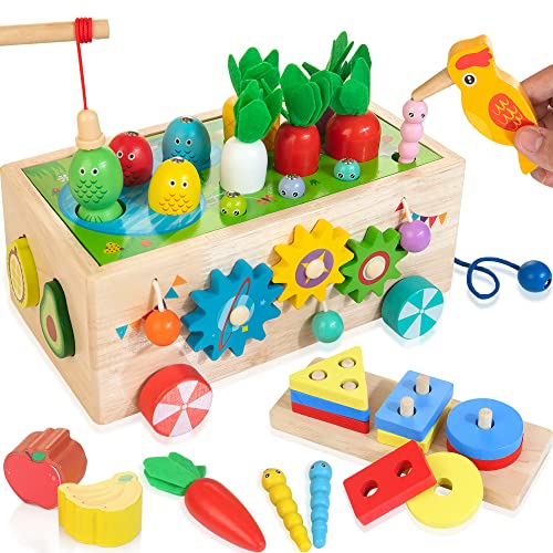 JUSTWOOD Montessori Educational Toys for Toddlers Age 12+ Months, 8-in-1 Wooden Activity Truck Toy Set Includes Bonus Sorting & Stacking Toy, Gift for Kids Age 1-3 from ShenZhen MaxLink Century Technology Co.,Ltd.
