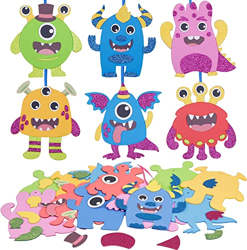 Fennoral 12 Pack Valentine's Day Craft Kit Monster Crafts for Kids Make Your Own Monster Foam Stickers Ornament DIY Arts and Crafts for Kids Girls Boys Party Favor Supplies Birthday Gifts by Fennoral