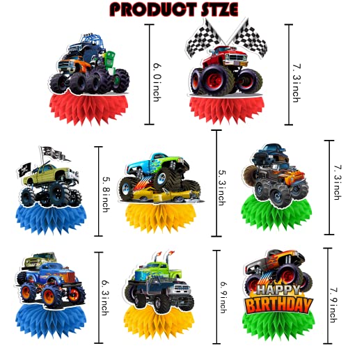 Truck Birthday Party Supplies, 8pcs Truck Decorations Honeycomb Centerpieces, 3D Double-sided Truck Table Decorations for Truck Birthday Party Decorations by cifeeo