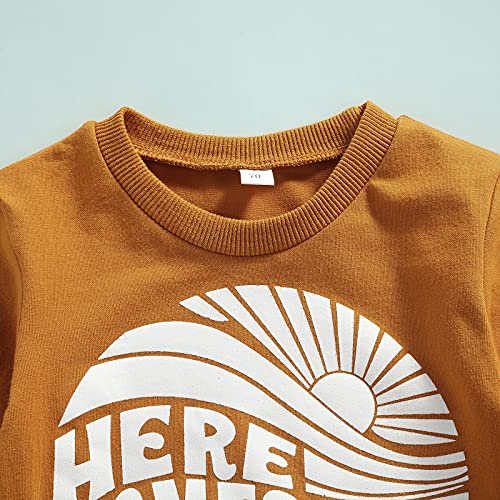 Baby Girl Clothes Set Fall 3 6 9 12 18 24 Months Long Sleeve Sweatshirt & Floral Print Pants & Headband Outfits (Light Brown , 18-24 Months ) by Mandizy