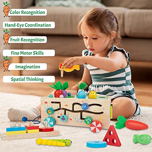 JUSTWOOD Montessori Educational Toys for Toddlers Age 12+ Months, 8-in-1 Wooden Activity Truck Toy Set Includes Bonus Sorting & Stacking Toy, Gift for Kids Age 1-3 from ShenZhen MaxLink Century Technology Co.,Ltd.
