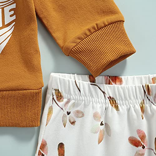 Baby Girl Clothes Set Fall 3 6 9 12 18 24 Months Long Sleeve Sweatshirt & Floral Print Pants & Headband Outfits (Light Brown , 18-24 Months ) by Mandizy