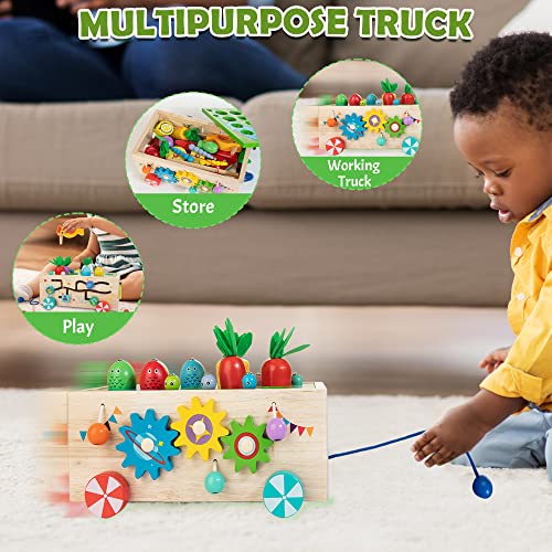 JUSTWOOD Montessori Educational Toys for Toddlers Age 12+ Months, 8-in-1 Wooden Activity Truck Toy Set Includes Bonus Sorting & Stacking Toy, Gift for Kids Age 1-3 from ShenZhen MaxLink Century Technology Co.,Ltd.