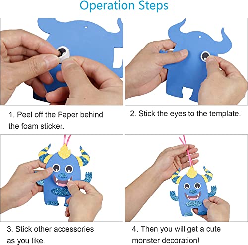 Fennoral 12 Pack Valentine's Day Craft Kit Monster Crafts for Kids Make Your Own Monster Foam Stickers Ornament DIY Arts and Crafts for Kids Girls Boys Party Favor Supplies Birthday Gifts by Fennoral