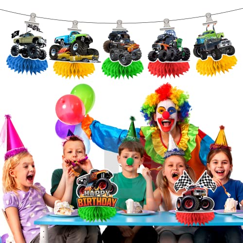 Truck Birthday Party Supplies, 8pcs Truck Decorations Honeycomb Centerpieces, 3D Double-sided Truck Table Decorations for Truck Birthday Party Decorations by cifeeo