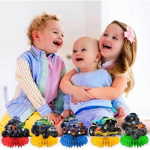 Truck Birthday Party Supplies, 8pcs Truck Decorations Honeycomb Centerpieces, 3D Double-sided Truck Table Decorations for Truck Birthday Party Decorations by cifeeo