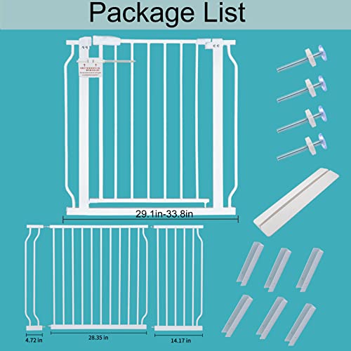 Galle Bear Extra Wide Baby Gate Pressure Mount Extra Wide Dog Gate Tension Indoor Safety Dog Gates White Metal Large Pet Gate for Stairs,Doorways(76.4"--81.1"/194cm-206cm) by Galle Bear