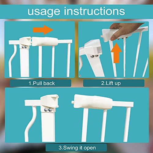 Galle Bear Extra Wide Baby Gate Pressure Mount Extra Wide Dog Gate Tension Indoor Safety Dog Gates White Metal Large Pet Gate for Stairs,Doorways(76.4"--81.1"/194cm-206cm) by Galle Bear