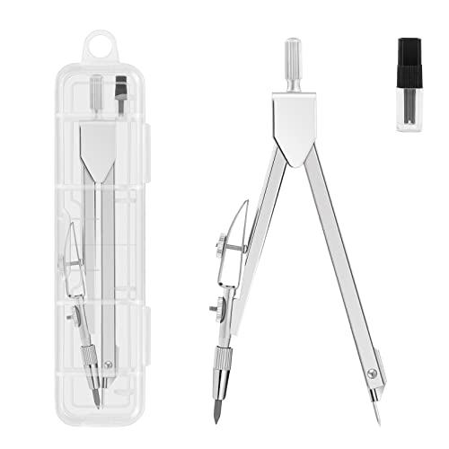 Professional Compass for Geometry, Student Metal Compass with Extra Lead, Math Compass, Compass Drawing Tool, Drawing Compass, Drafting Compass for Students Woodworking School Supplies by Vin Beauty