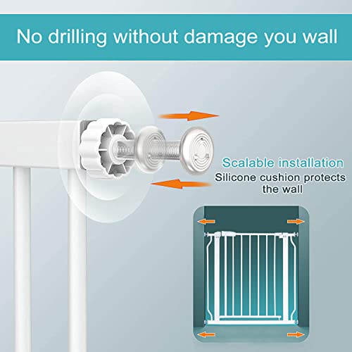 Galle Bear Extra Wide Baby Gate Pressure Mount Extra Wide Dog Gate Tension Indoor Safety Dog Gates White Metal Large Pet Gate for Stairs,Doorways(76.4"--81.1"/194cm-206cm) by Galle Bear